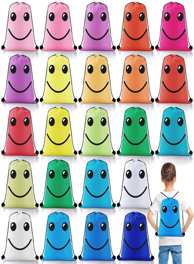 Cosblank 24 Pcs 24 Pcs Emoticon Drawstring Backpack Bags Emotion Party Supplies Gym Drawstring Bags for Gifts (Lively) - Image 1